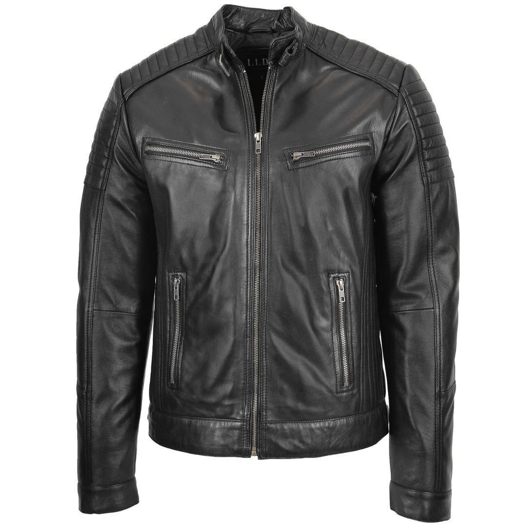 men's leather racer biker jacket black men's leather racer biker jacket black