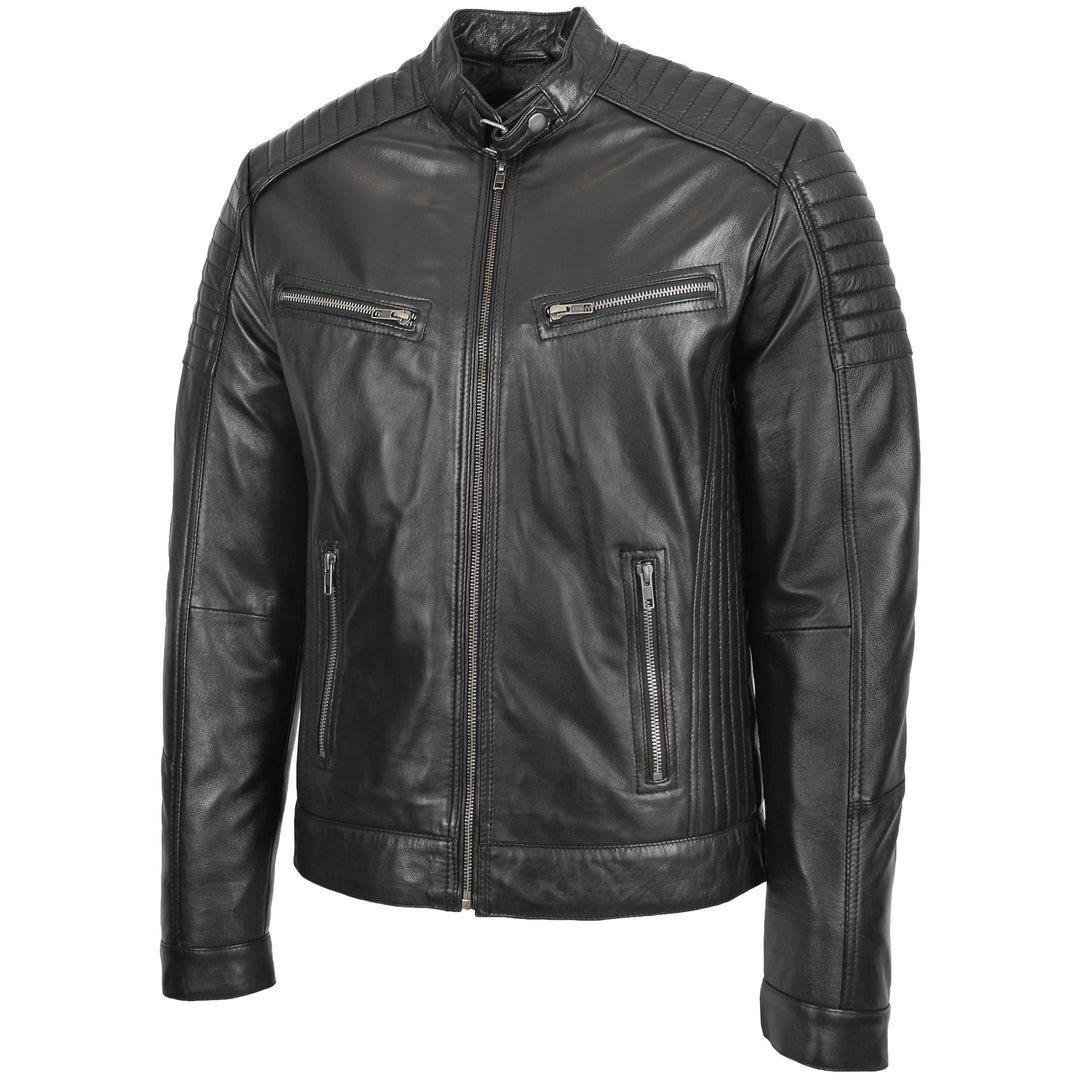 men's leather racer biker jacket black men's leather racer biker jacket black