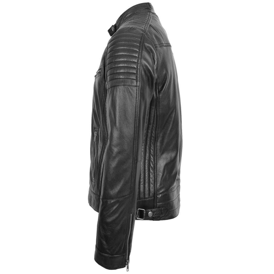 men's leather racer biker jacket black men's leather racer biker jacket black