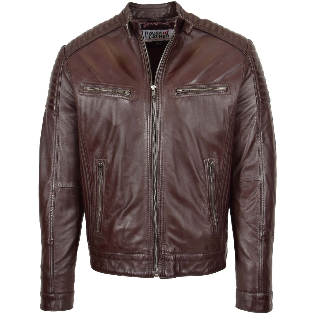men's leather racer biker jacket brown men's leather racer biker jacket brown