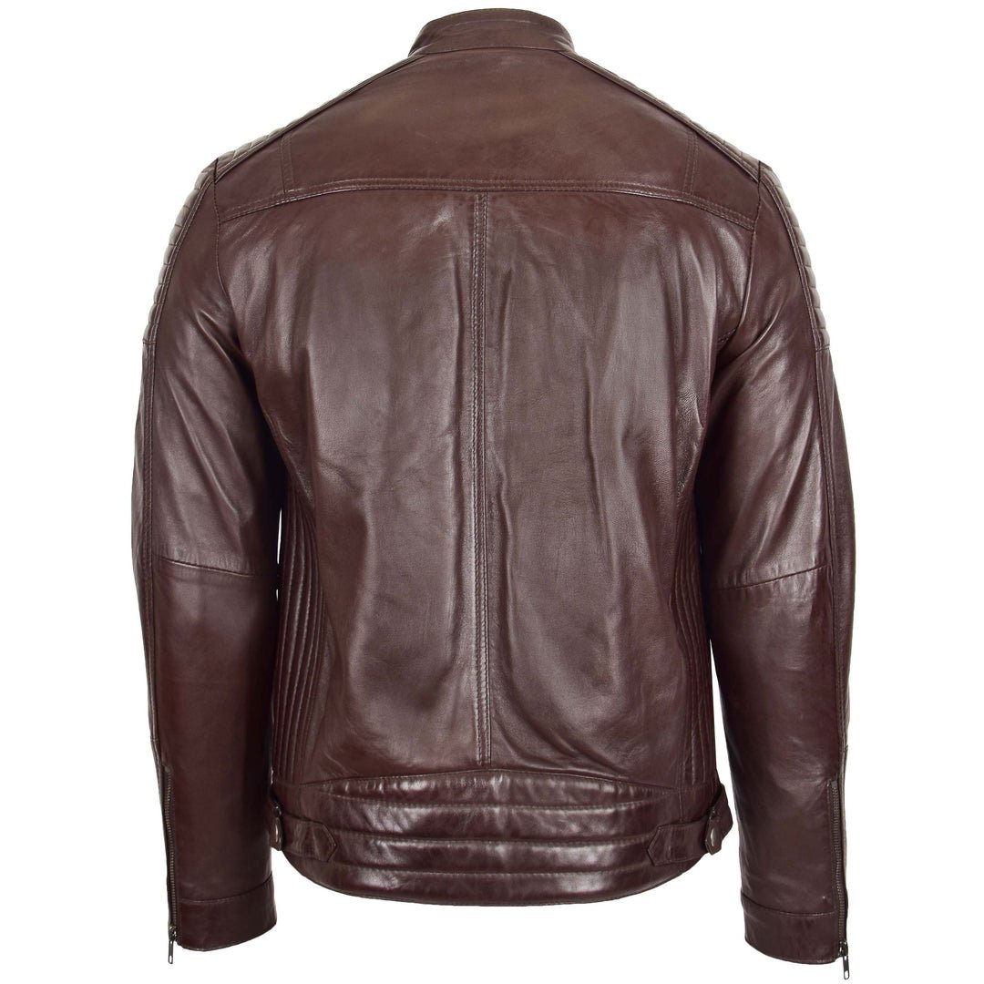 men's leather racer biker jacket brown men's leather racer biker jacket brown