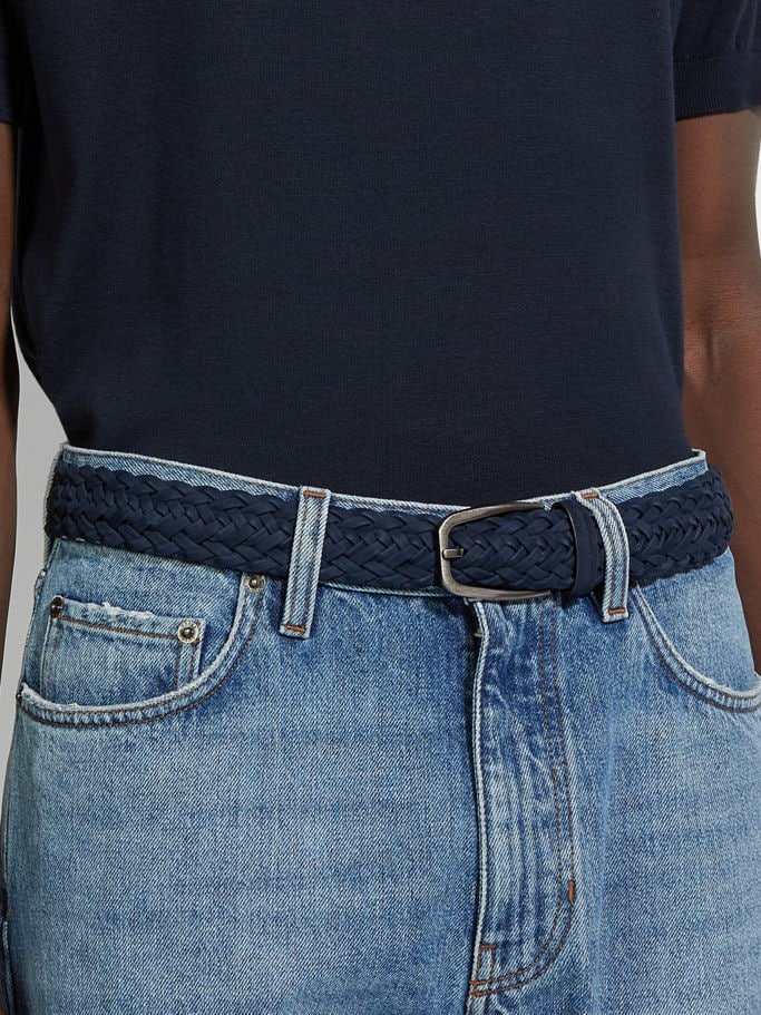 handcrafted mesh leather belt – dark blue handcrafted mesh leather belt – dark blue