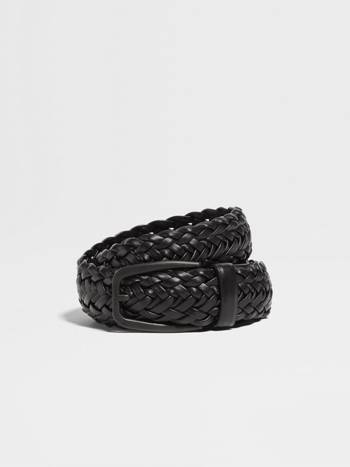 Handcrafted Mesh Leather Belt – Black handcrafted mesh leather belt – black