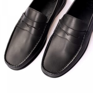 leather penny loafers – black