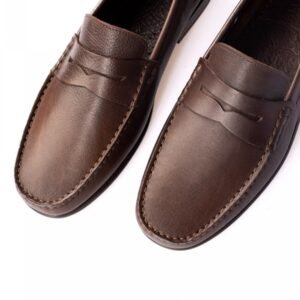 leather penny loafers brown