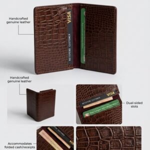 crocodile textured leather card holder