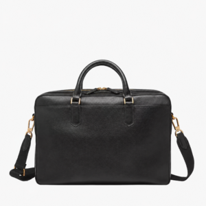 leather briefcase laptop bag black
