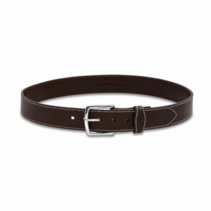 white stitched leather belt – dark brown