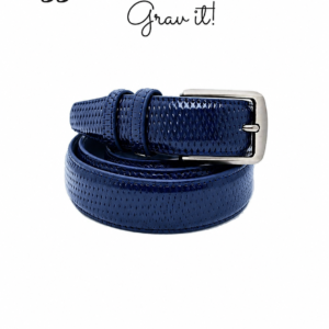 premium leather belt for men blue