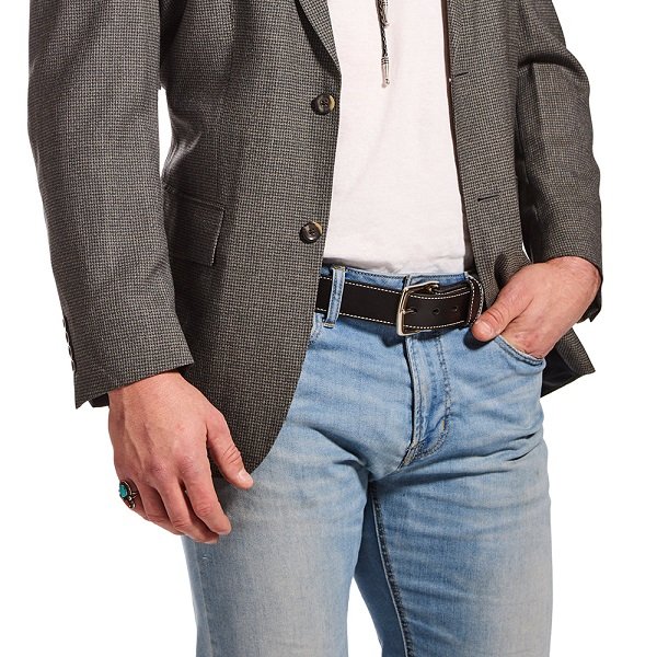 white stitched leather belt black white stitched leather belt black